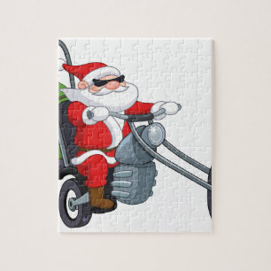 motorcycle biker santa claus jigsaw puzzle