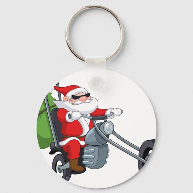 motorcycle biker santa claus key ring (Front)