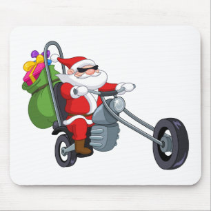 motorcycle biker santa claus mouse pad
