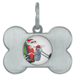 motorcycle biker santa claus pet name tag