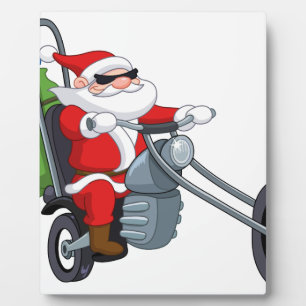 motorcycle biker santa claus plaque