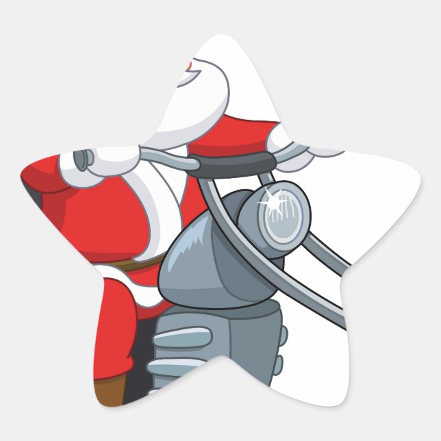 motorcycle biker santa claus star sticker (Front)