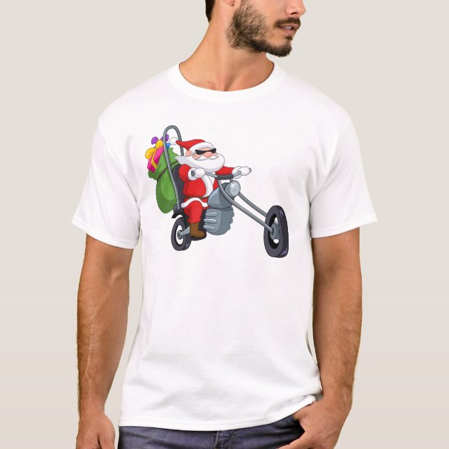 motorcycle biker santa claus T-Shirt (Front)