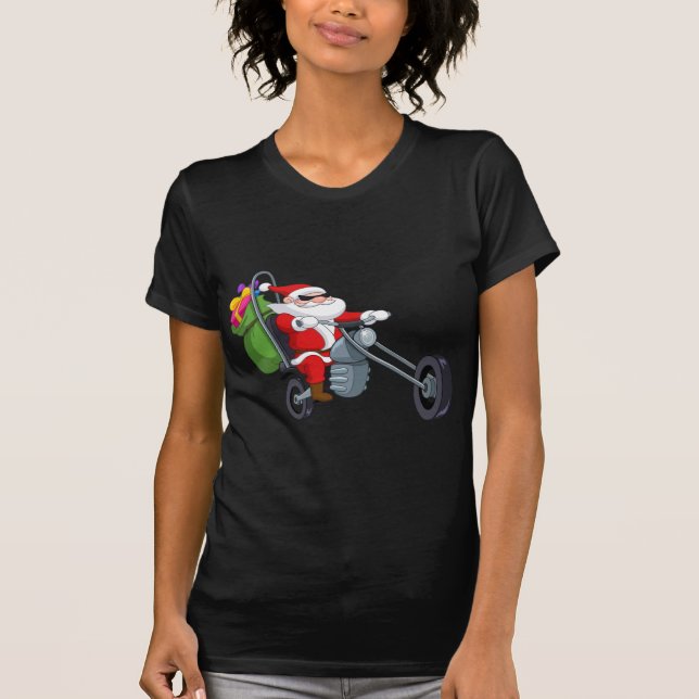 motorcycle biker santa claus T-Shirt (Front)