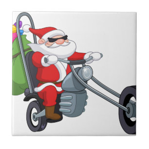motorcycle biker santa claus tile
