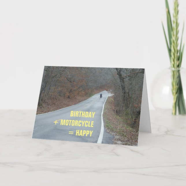 Motorcycle Birthday Card rider on road (Front)