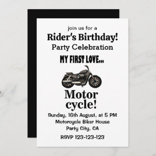 Motorcycle Birthday Motorbike Classic Motorcycle Invitation