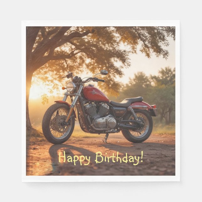 Motorcycle Birthday Napkin (Front)