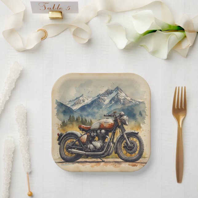 MOTORCYCLE Birthday or Shower  Paper Plate (Wedding)