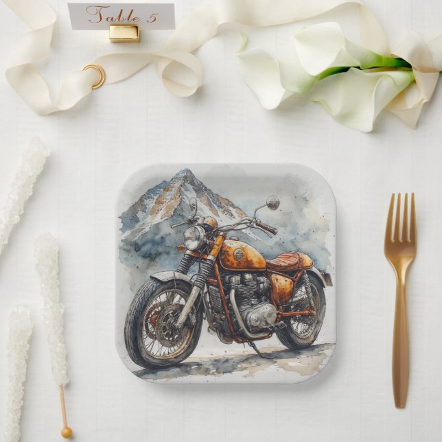 MOTORCYCLE Birthday or Shower  Paper Plate (Wedding)