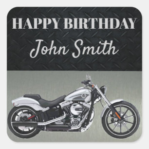 Motorcycle Birthday Party Men's Invitation Square Sticker