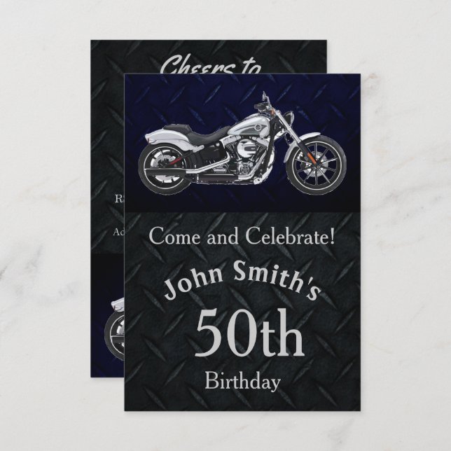 Motorcycle Birthday Party Men's Invitations (Front/Back)