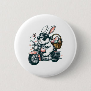 Motorcycle Bunny Easter Biker Eggs  6 Cm Round Badge