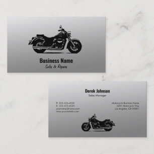 Motorcycle Business Cards   Black Gradient Silver