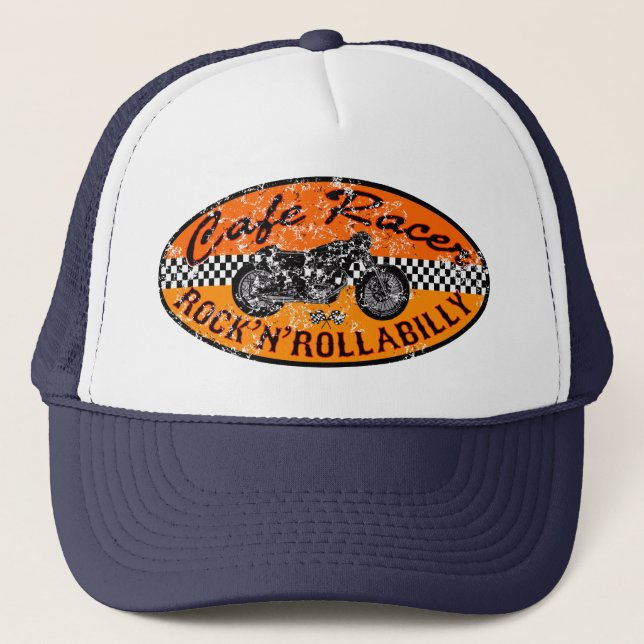 Motorcycle Cafe racer Trucker Hat (Front)