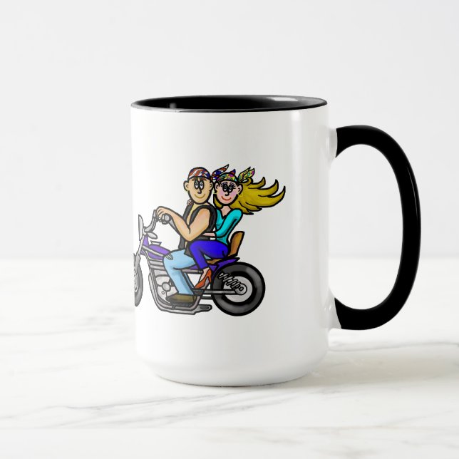 Motorcycle  Cartoon Couple Mug   Customise It! (Right)