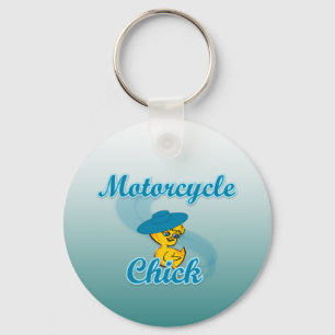 Motorcycle Chick #3 Key Ring