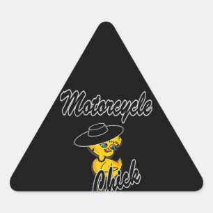 Motorcycle Chick #4 Triangle Sticker