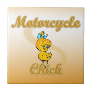 Motorcycle Chick Ceramic Tile