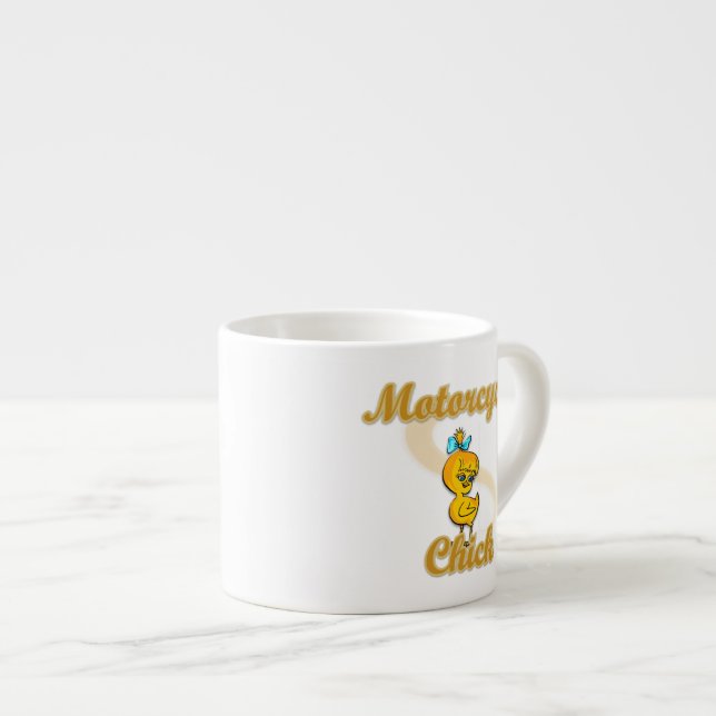 Motorcycle Chick Espresso Cup (Front Right)