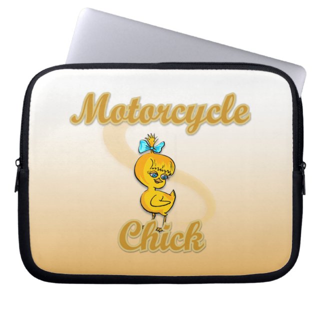 Motorcycle Chick Laptop Sleeve (Front)