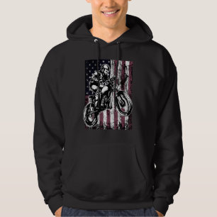 Motorcycle Chopper American Flag USA Patriotic Mot Hoodie