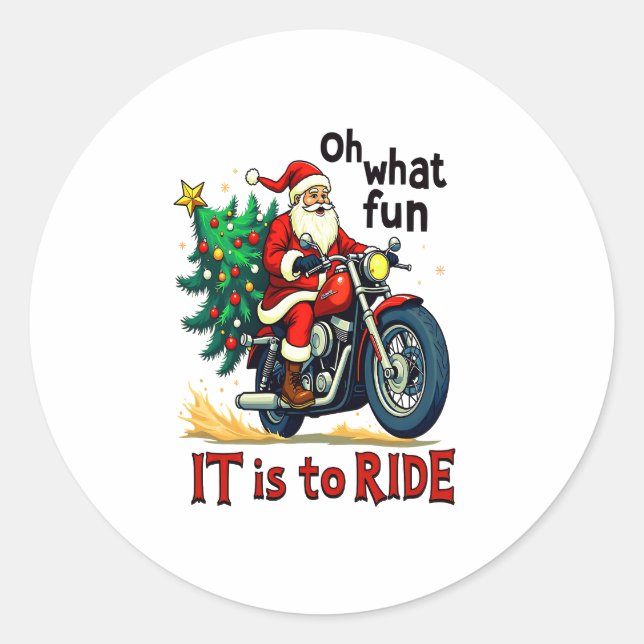 Motorcycle Christmas Ride Classic Round Sticker (Front)