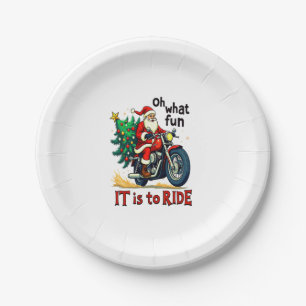 Motorcycle Christmas Ride Paper Plate
