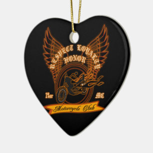 Motorcycle Club Badge Ceramic Tree Decoration