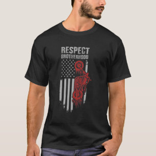 Motorcycle Club Respect Brotherhood American Flag T-Shirt