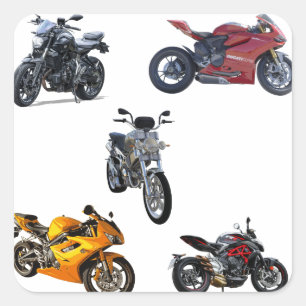 Motorcycle Collection Illustration Sportbike Art Square Sticker