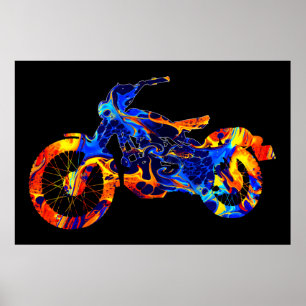 MOTORCYCLE COLORFUL MIX NEON PAINT POSTER