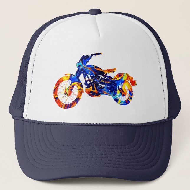 MOTORCYCLE COLORFUL MIX NEON PAINT   TRUCKER HAT (Front)