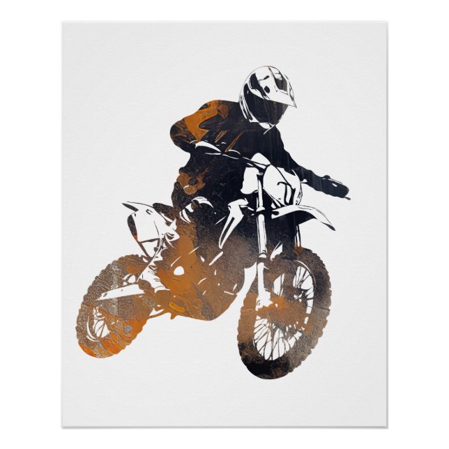 Motorcycle Competition  Sport Challenge Silhouette Poster (Front)