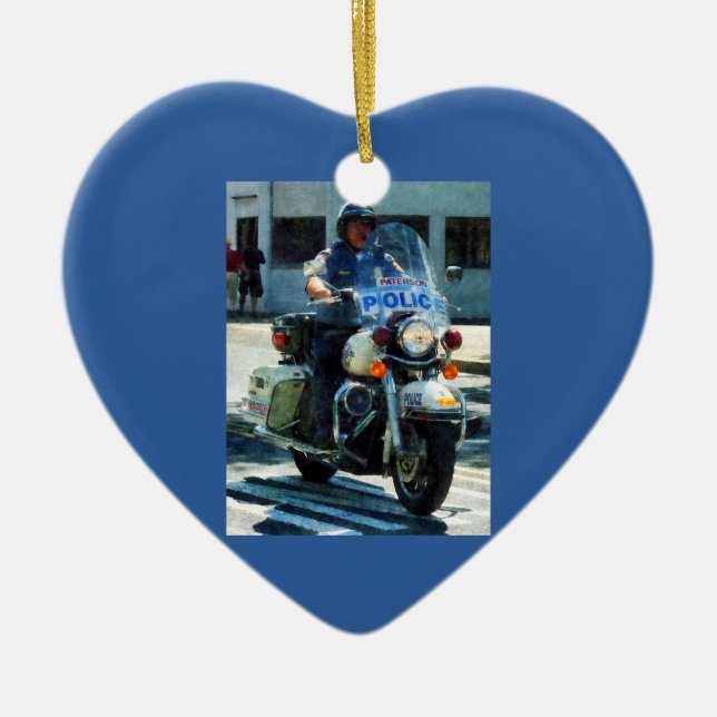 Motorcycle Cop Ceramic Ornament (Front)