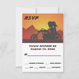 Motorcycle Couple Mountain Sunset/Sunrise Wedding RSVP Card