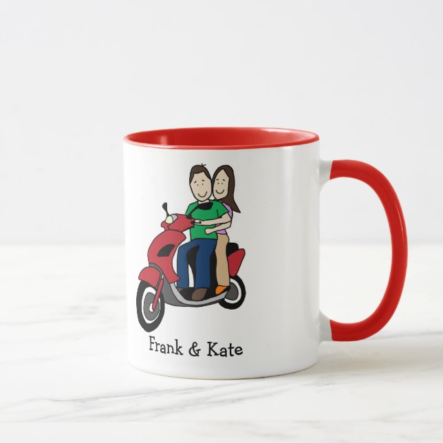 Motorcycle couple- personalised cartoon mug (Right)