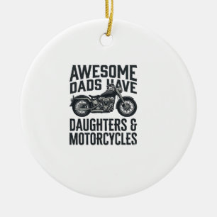 Motorcycle Dad Daughters Quote Vintage Vector Desi Ceramic Ornament