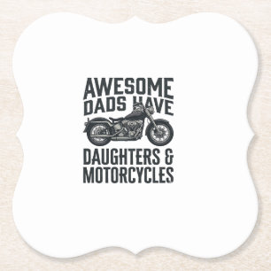 Motorcycle Dad Daughters Quote Vintage Vector Desi Paper Coaster