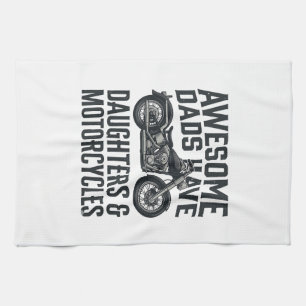 Motorcycle Dad Daughters Quote Vintage Vector Desi Tea Towel