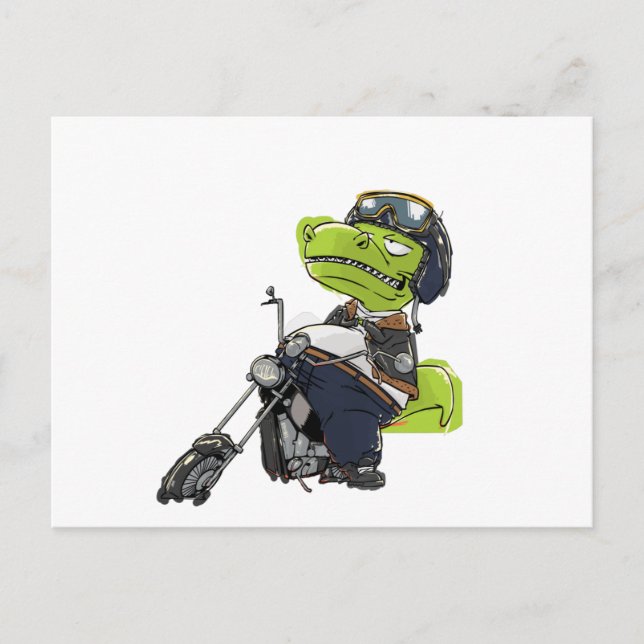 Motorcycle Dinosaur Tyrannosaurus Rex Postcard (Front)