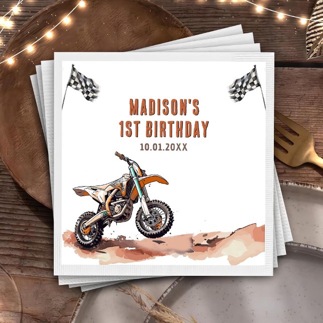 Motorcycle Dirt Bike Birthday Party Napkins (Creator Uploaded)