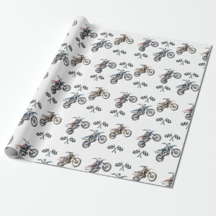 Motorcycle Dirt Bike Birthday party Wrapping Paper