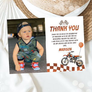 Motorcycle Dirt Bike Birthday Photo Thank You Card