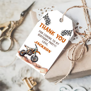 Motorcycle Dirt Bike Birthday Thank You Gift Tags