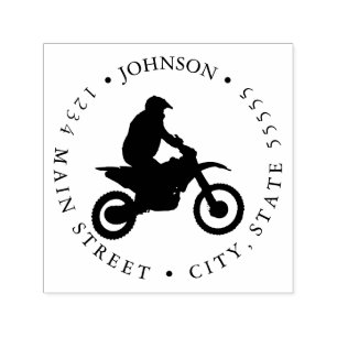 Motorcycle Dirt Bike Silhouette Return Label Self-inking Stamp
