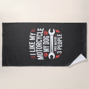 Motorcycle Dog Owner Humour Beach Towel