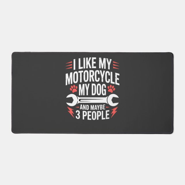 Motorcycle Dog Owner Humour Desk Mat (Front)