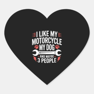 Motorcycle Dog Owner Humour Heart Sticker