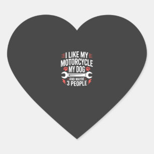 Motorcycle Dog Owner Humour Heart Sticker